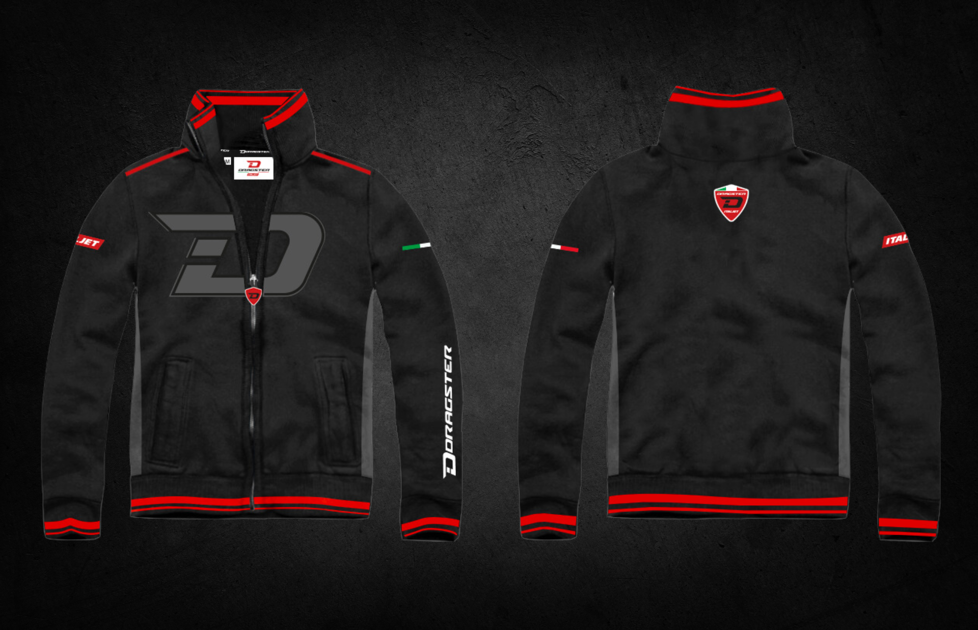 italjet-dragster-sweatshirt-zipp-noir-logo-d-coton image 4