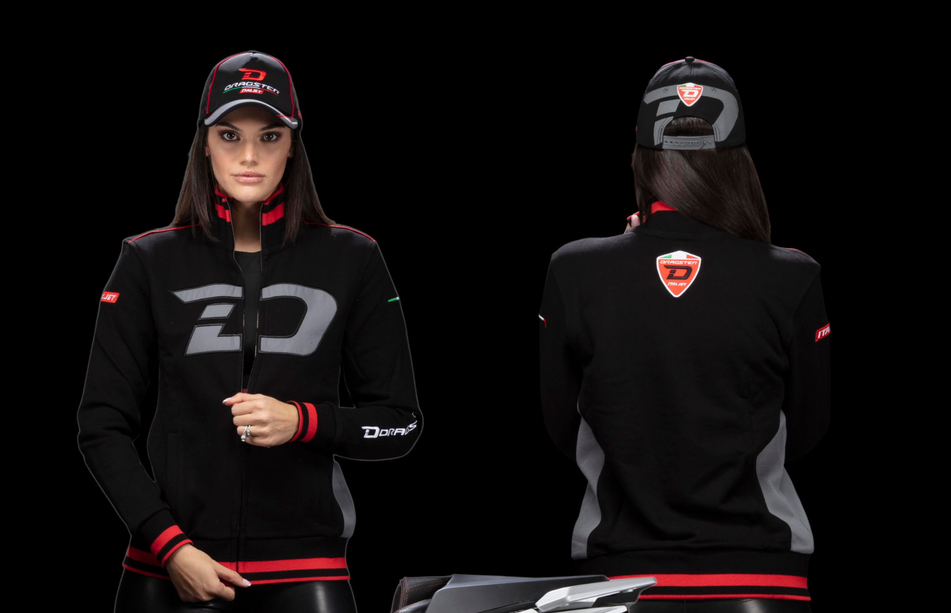 italjet-dragster-sweatshirt-zipp-noir-logo-d-coton image 2