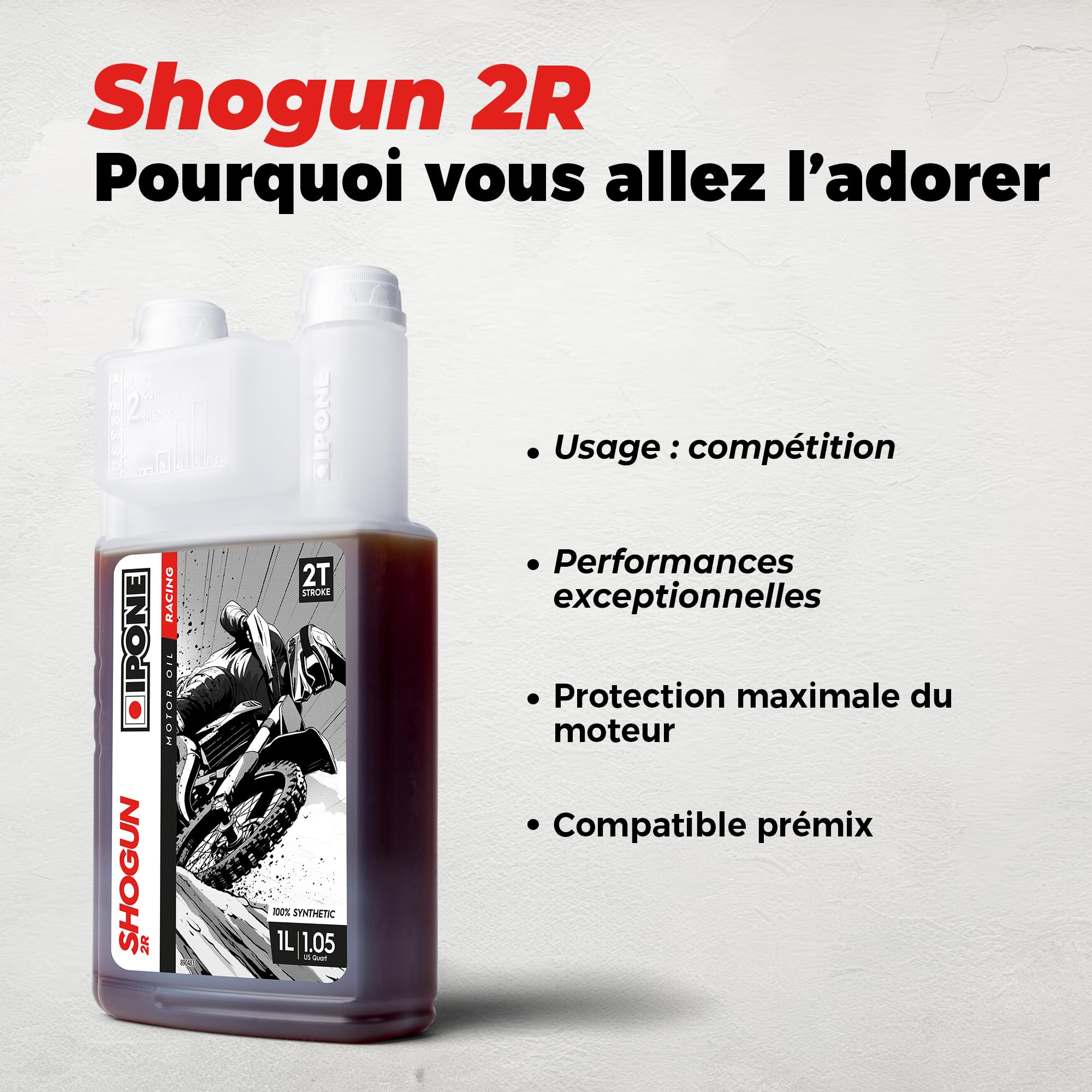 ipone-shogun-2r-huile-moto-2-temps-1l-100-synth-se-ester image 2