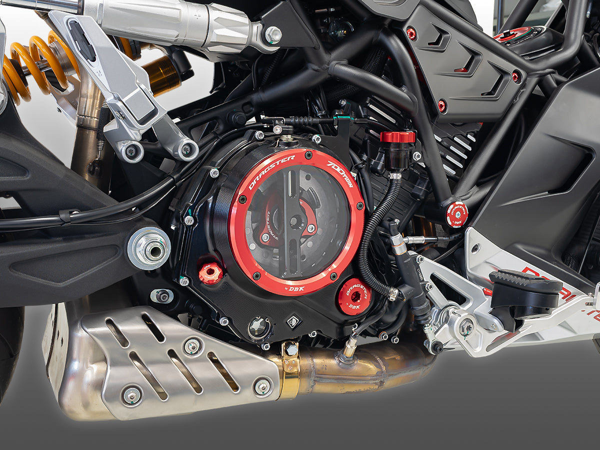dbk-precision-series-couvercle-embrayage-dragster-700-rouge-avec-hublot image 2