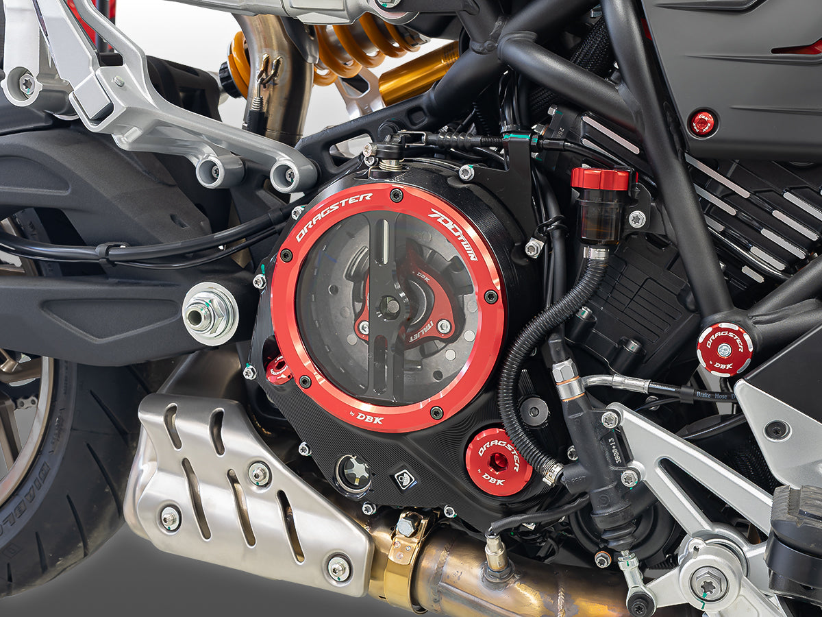 dbk-precision-series-couvercle-embrayage-dragster-700-rouge-avec-hublot image 4
