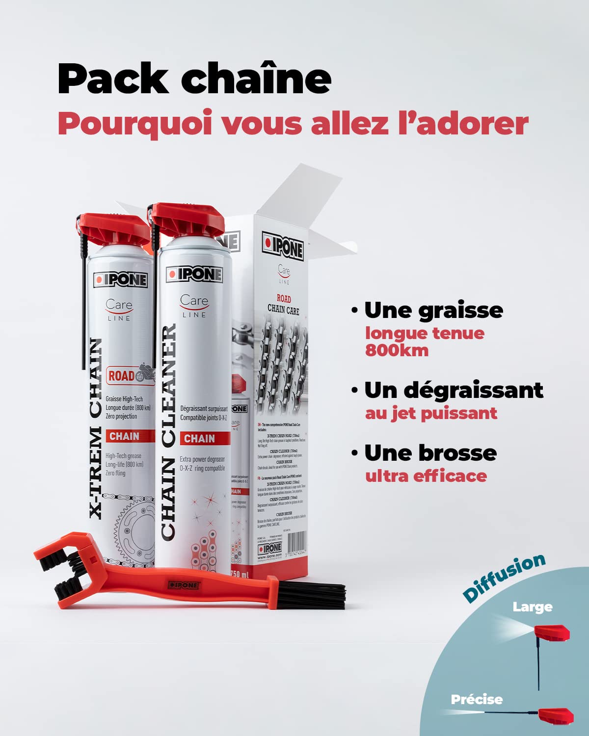 ipone-road-chain-care-kit-cha-ne-moto-2x750-ml-brosse image 2